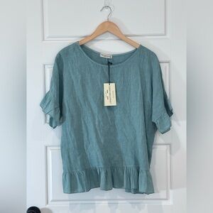 The Terzo Millennio 100% Linen Boho Top Size Small - NWT